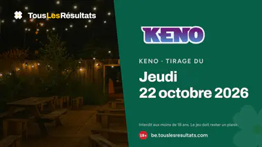 Keno du jeudi 22 octobre 2026 : tirage à 20:00 et résultats